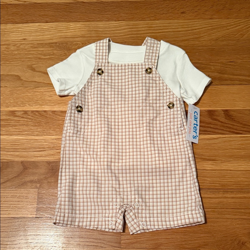 Carter's Beige‎ Checkered Kids Overalls